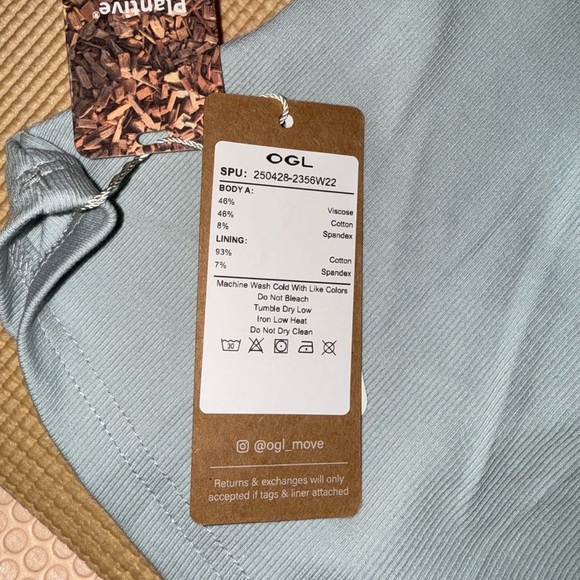 OGL stretch cotton v neck collared Brami polo top small  ribbed - Picture 3 of 3